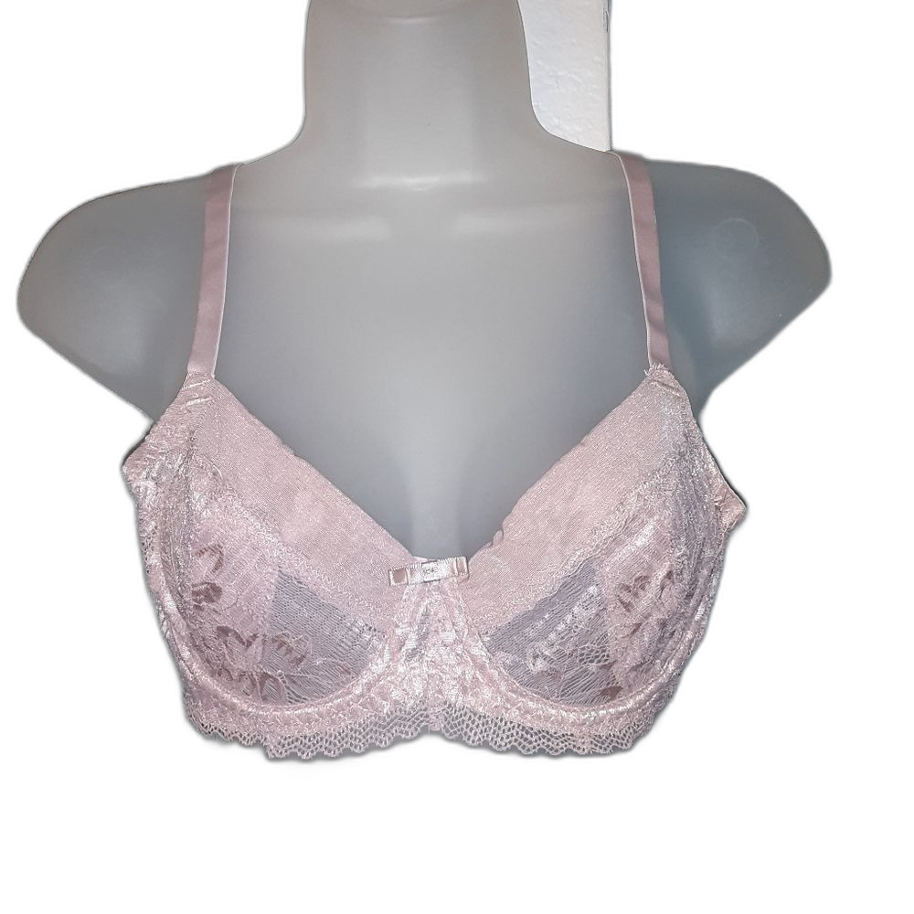 Youmita 34C Pink Suede Soft Lace Unpadded Bra NWT
